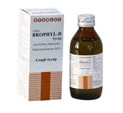 Brophyl-D Syrup 120ml (Acefylline Piperazine, Diphenhydramine) – Cough Relief Syrup