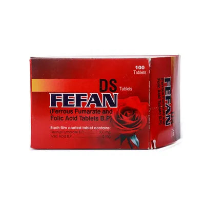 Fefan DS Tablets Ferrous Fumarate + Folic Acid B.P. 100 Tablets