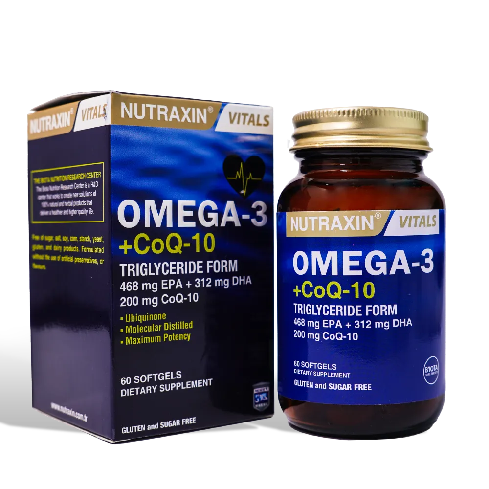 Nutraxin Omega 3 + CoQ10 Capsules for Heart Health & Energy Support