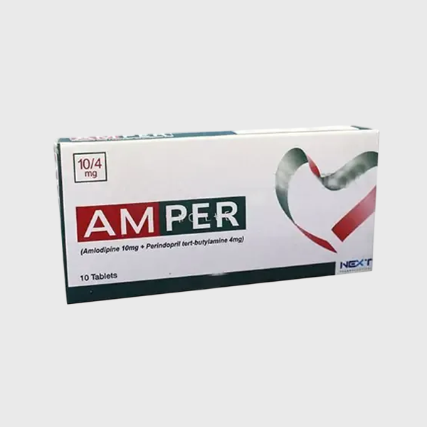 Amper 10/4mg Tablet – Amlodipine 10mg + Perindopril 4mg