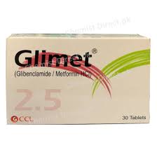 Glimet 2.5mg Tablets (Glibenclamide + Metformin) – Blood Sugar Control Tablets