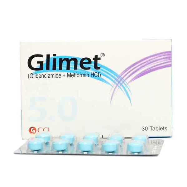Glimet 5mg Tablets (Glibenclamide + Metformin) – Blood Sugar Control Tablets