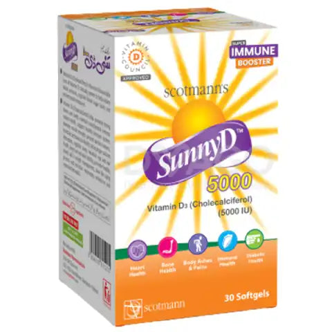 Sunny D D3 5000 IU Softgel Capsules – Vitamin D Supplement for Bone and Muscle Health