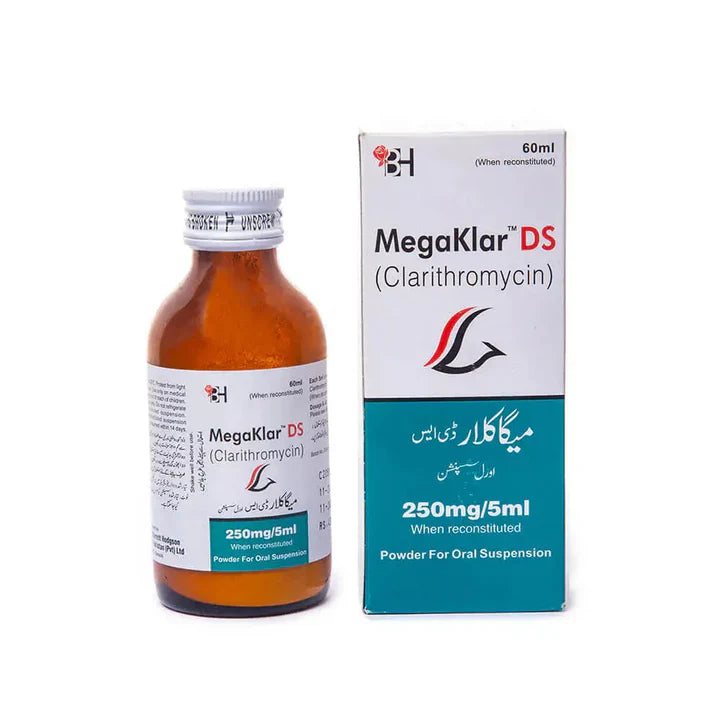Megaklar DS 250mg/5ml Suspension 60ml – High Strength Bacterial Infection Treatment