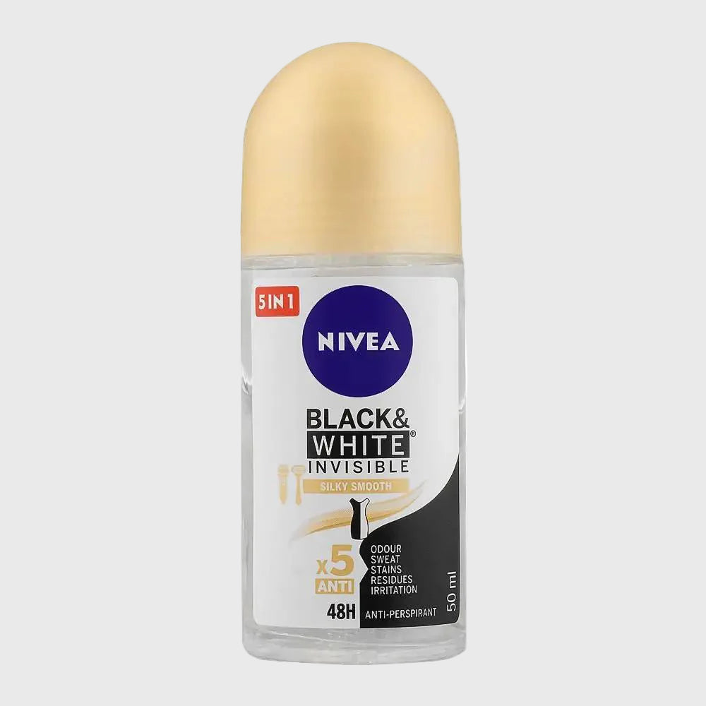 Nivea Black & White Invisible Silky-Smooth Roll On, For Women, 50ml
