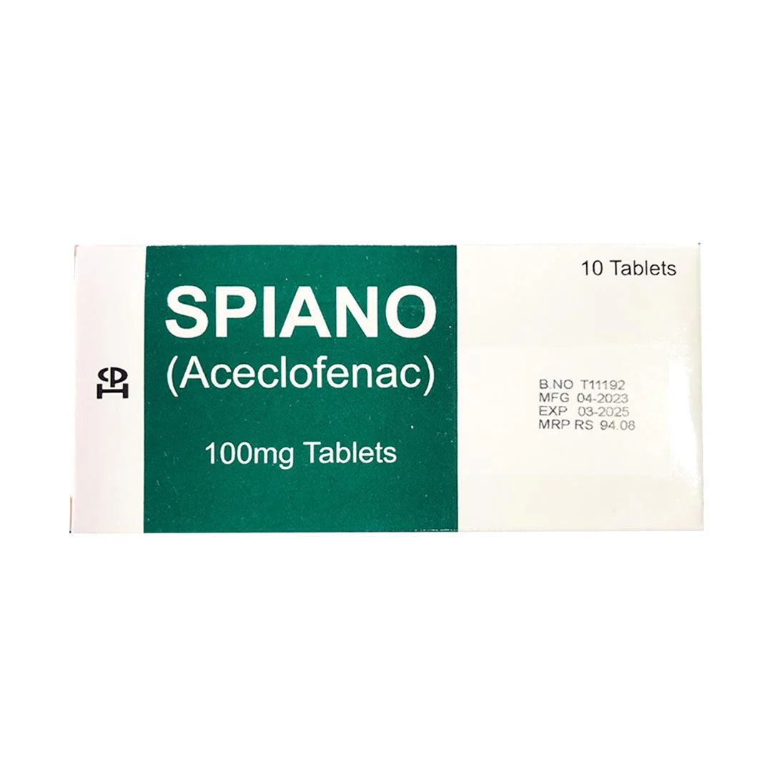 Spiano 100mg Tablets – Aceclofenac Anti-Inflammatory Pain Relief