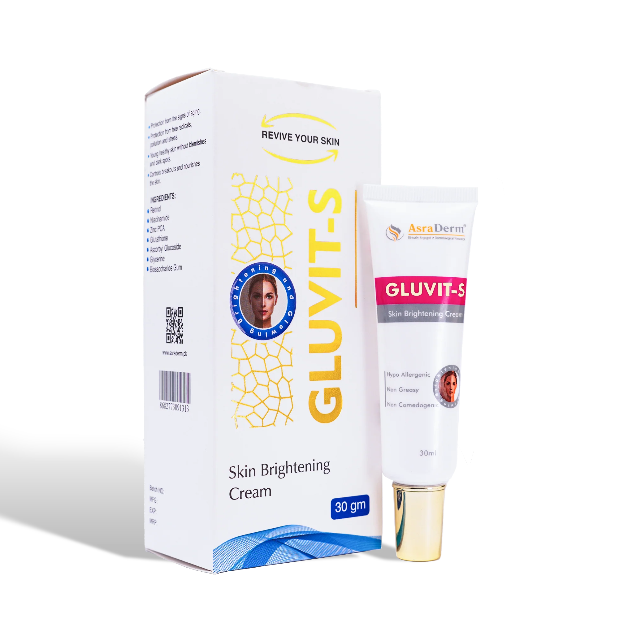 Gluvit-S Glutathione Skin Brightening Cream for Even & Radiant Skin