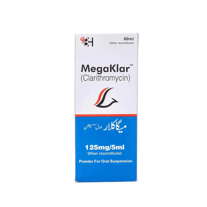 Megaklar 125mg/5ml Suspension 60ml – Bacterial Infection Treatment Syrup
