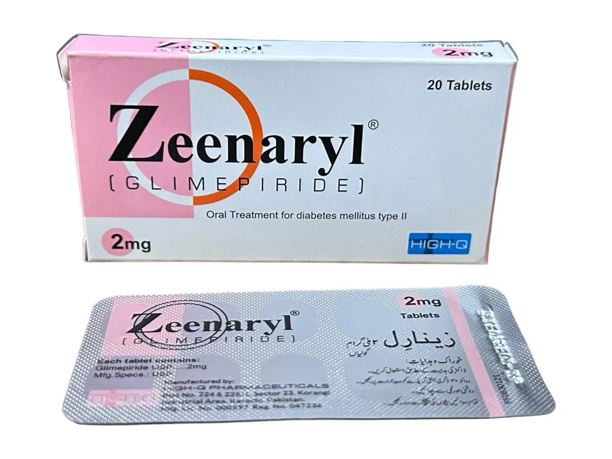 Zeenaryl 2mg (Glimepiride) – Blood Sugar Control Tablet for Type 2 Diabetes